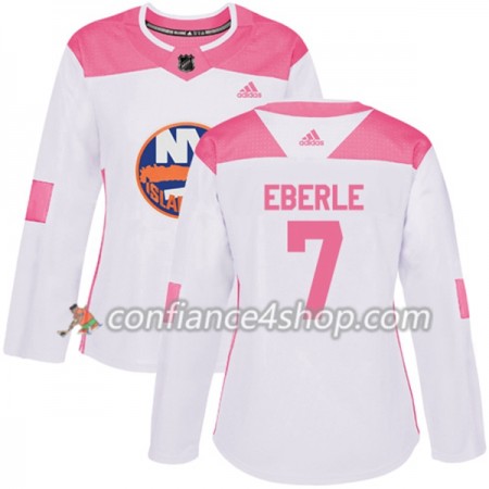 Adidas Maillot de Hockey New York Islanders Jordan Eberle 7 2017-2018 Blanc Rose Fashion Authentic - Femme